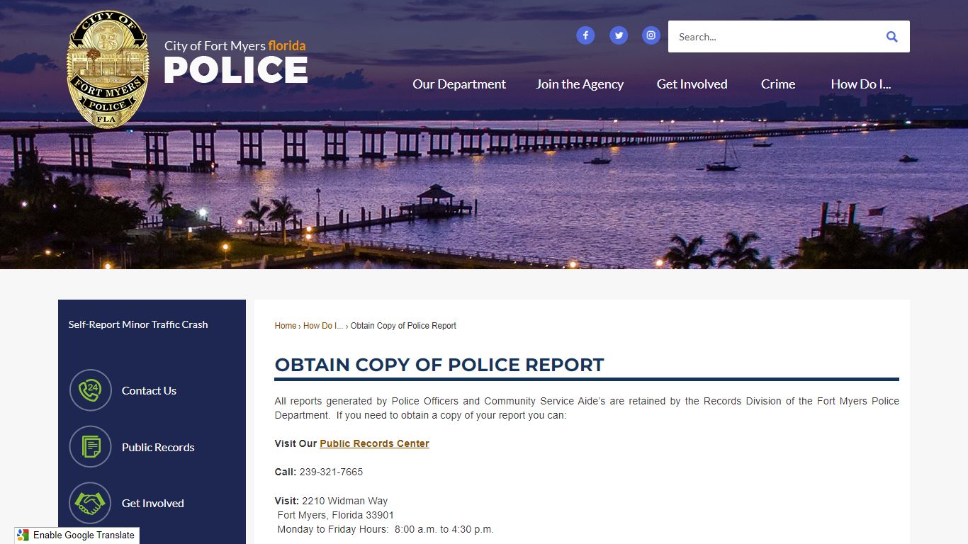 Obtain Copy of Police Report - Fort Myers Police Department